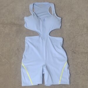 Forever 21 Small  Blue Moon Acid Green Accent Cutout SilhouetteFront-Zip Romper